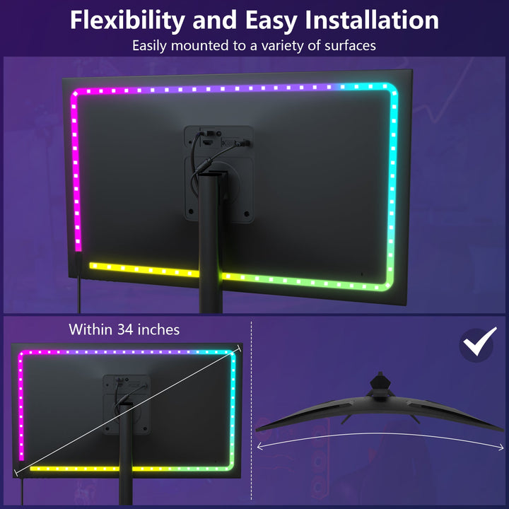 BASON LED Light Bars and Monitor Backlight Kit Sync with PC - BASON