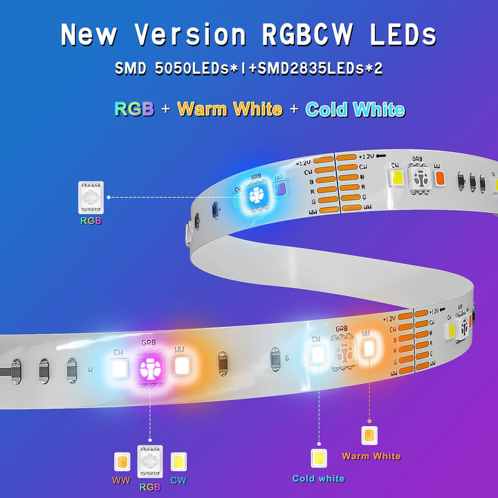 BASON RGBCW Smart Under Cabinet Led Strip Lighting - BASON